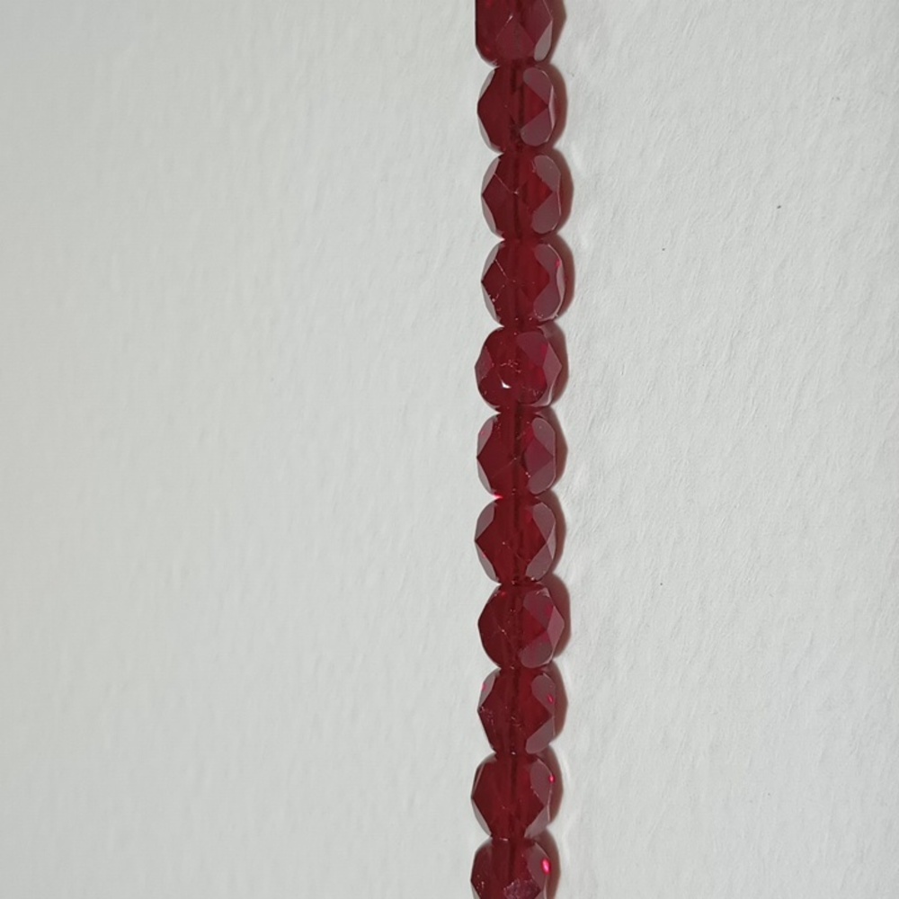 3/$15 Bead Czech Fire Polished Glass Transparent Garnet Red 6mm Facet Round 6mm